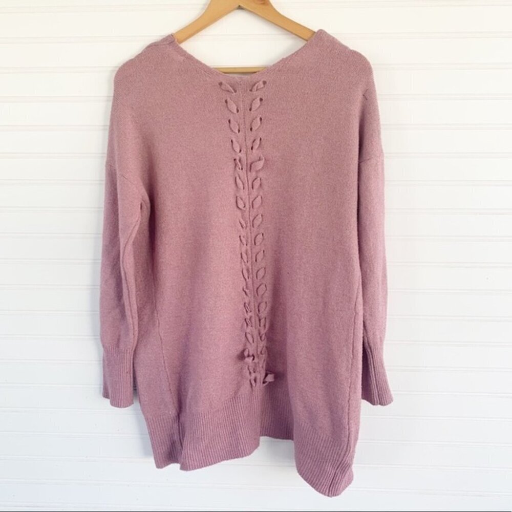 Pink Rose Light Pink Lace Up Open Cardigan Size M - Picture 2 of 7
